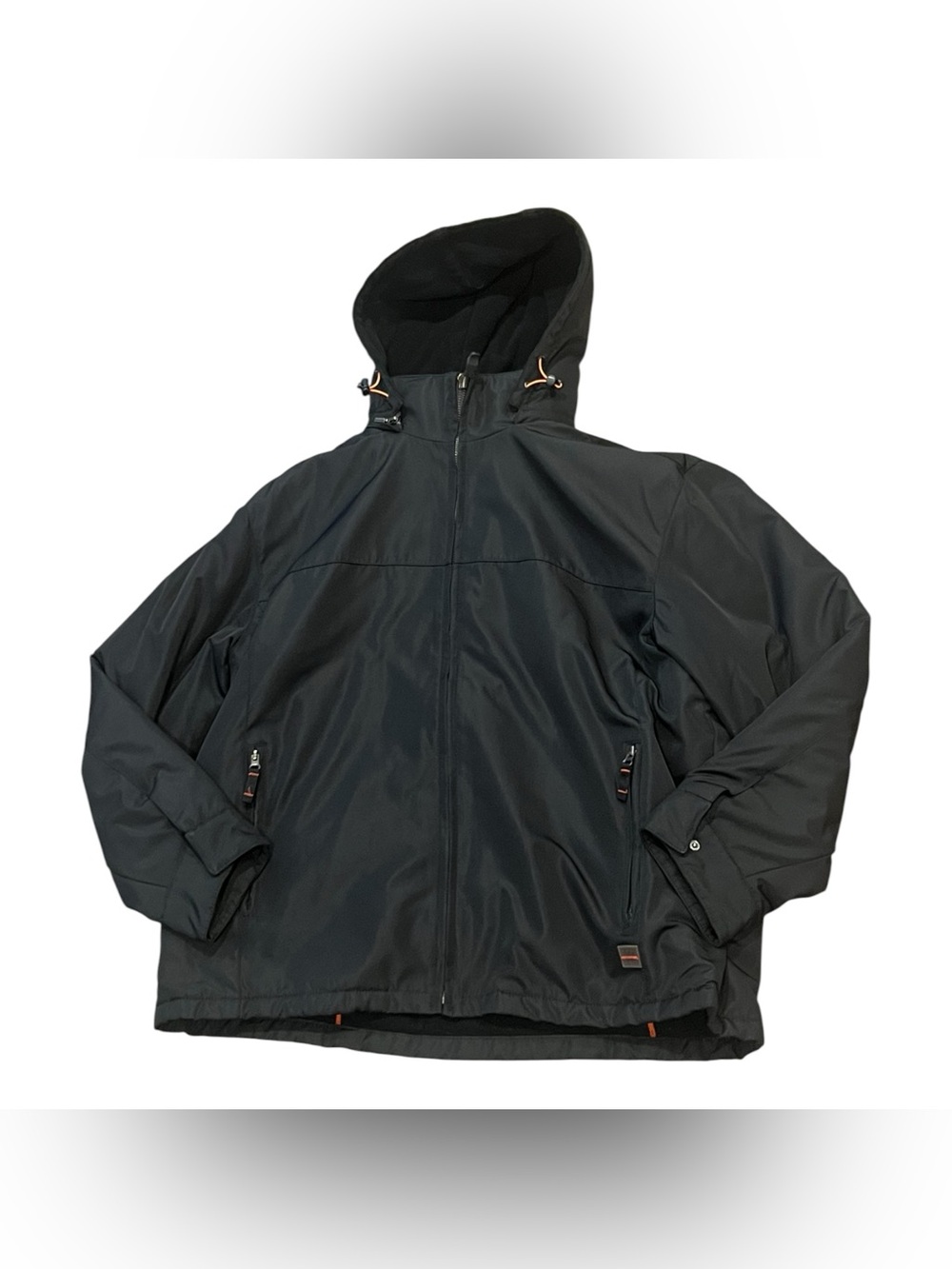Weatherproof Garment Co Black Hooded Jacket Water Resistant Fleece Interior Coat